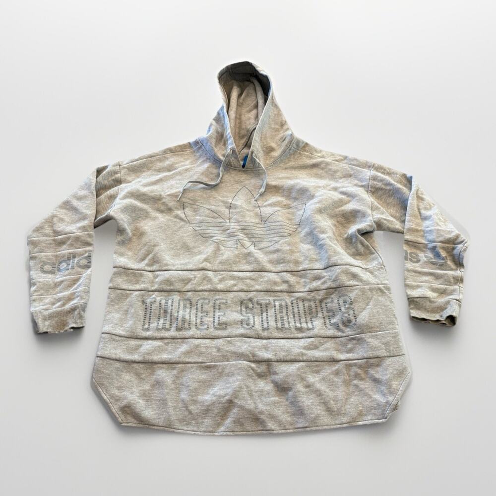Adidas Womens Originals Three Stripes Trefoil Hoodie Oversized Sweatshirt Size L